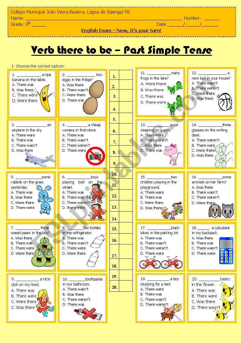 Verb there to be- Multiple choice