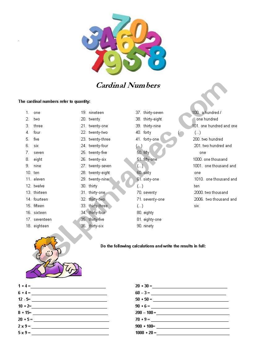 Numbers worksheet