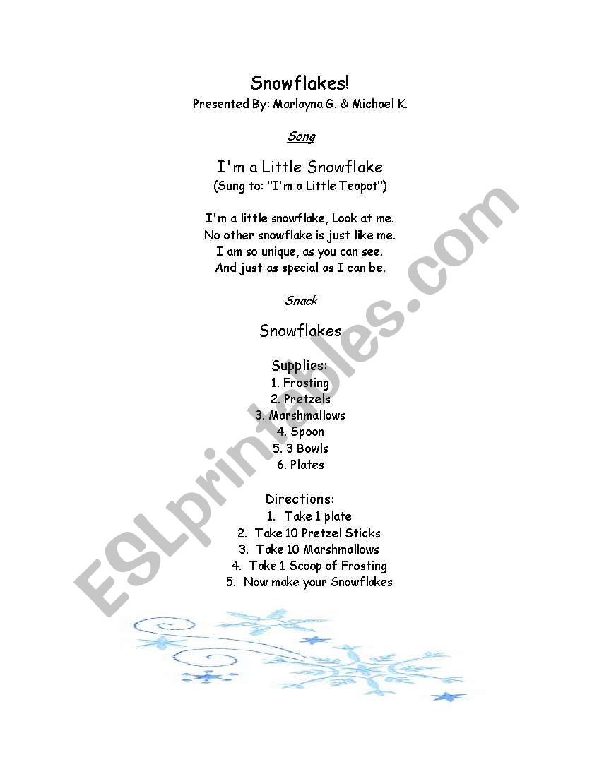 Snowflake fun worksheet