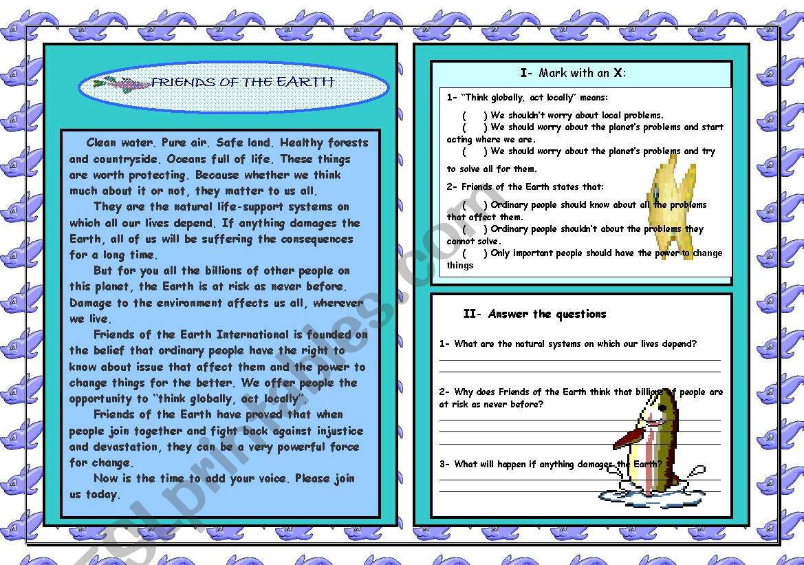 FRIENDS OF THE EARTH worksheet