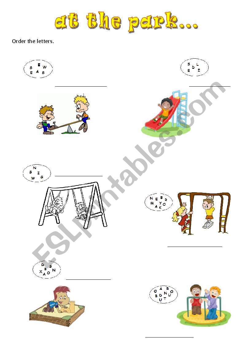 at the park worksheet