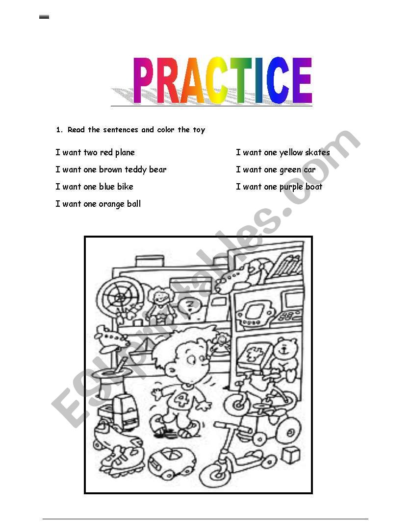 Toys worksheet