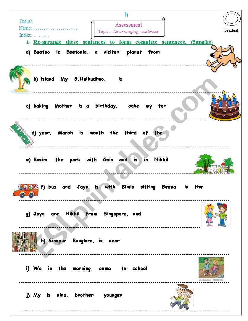 re arranging sentences worksheet