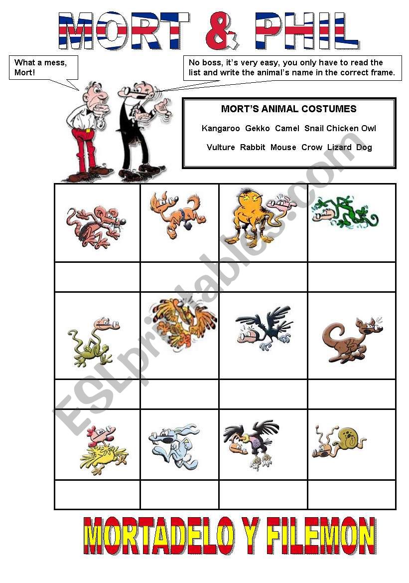 Morts Animal Costumes worksheet