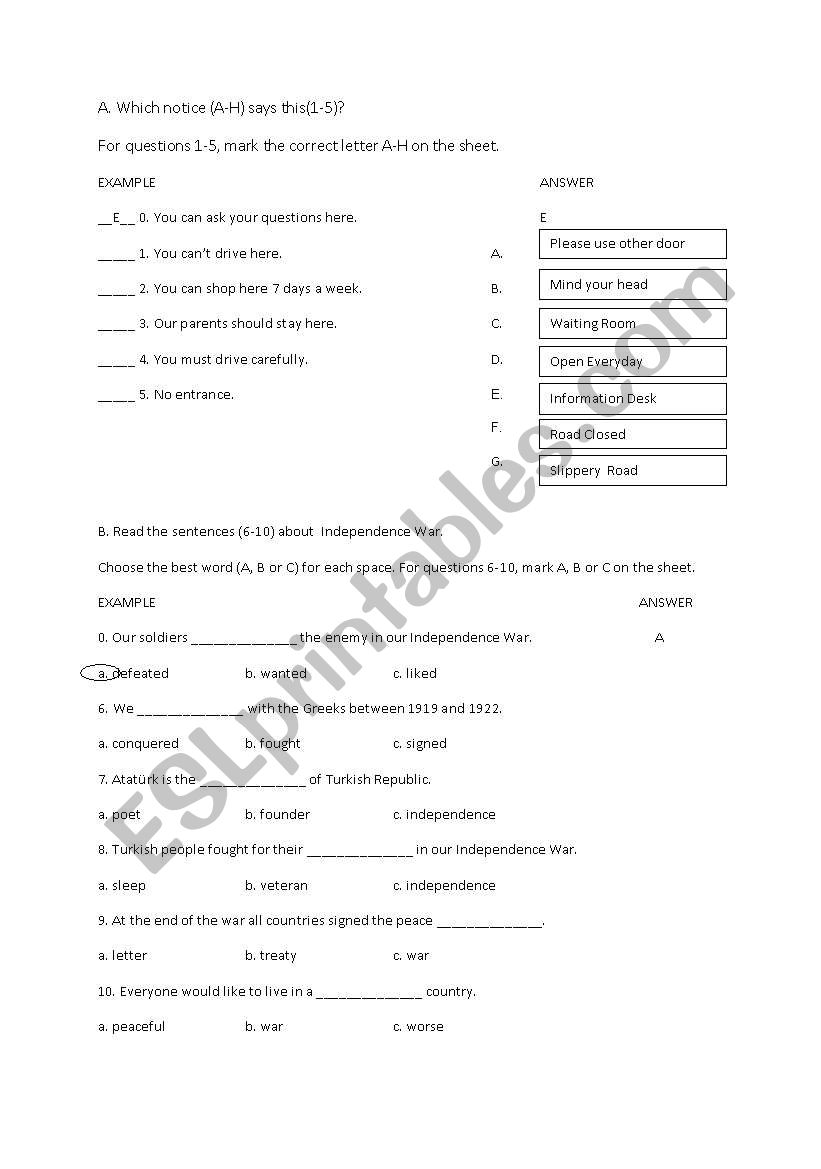 KET STYLE EXERCISE 2 worksheet