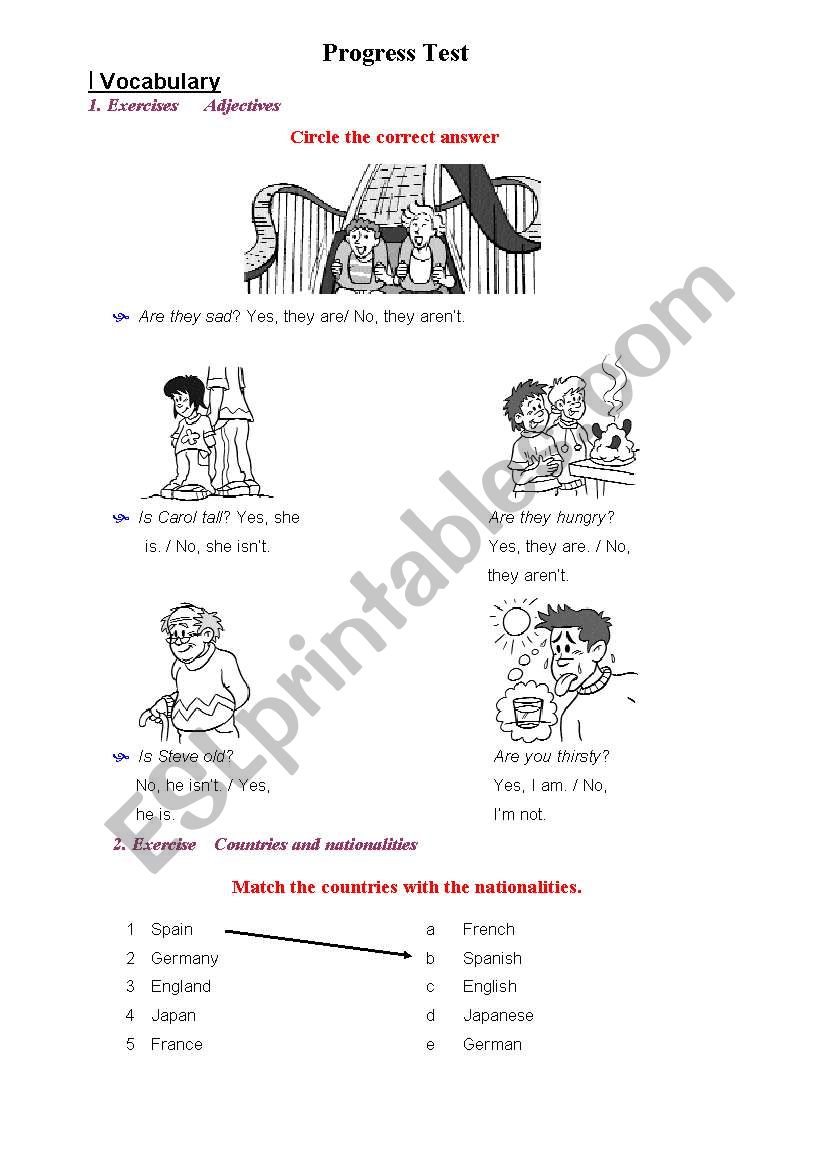 English Progress Test worksheet