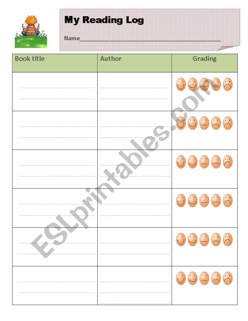 My reading log worksheet