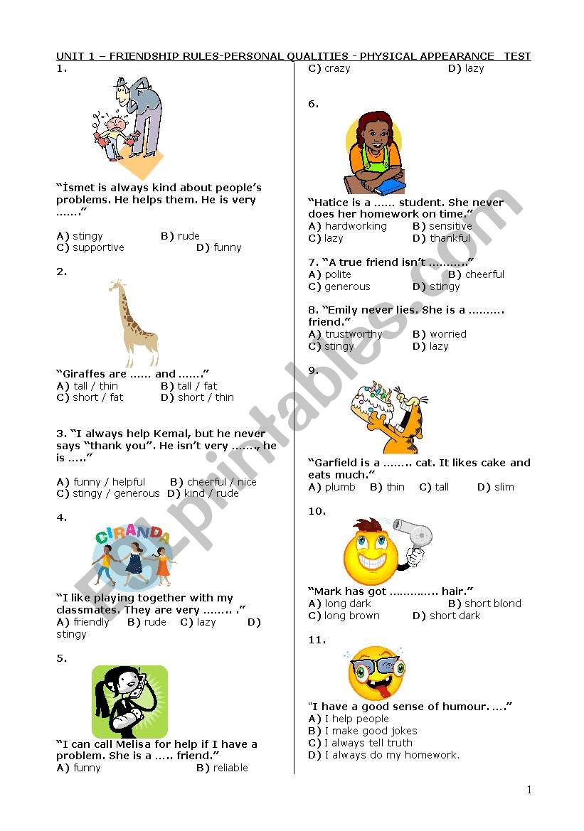 personal and physical qualities test