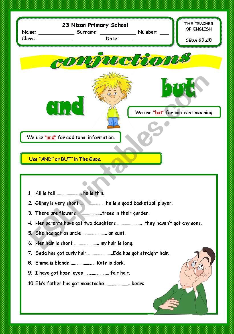 conjuctions worksheet