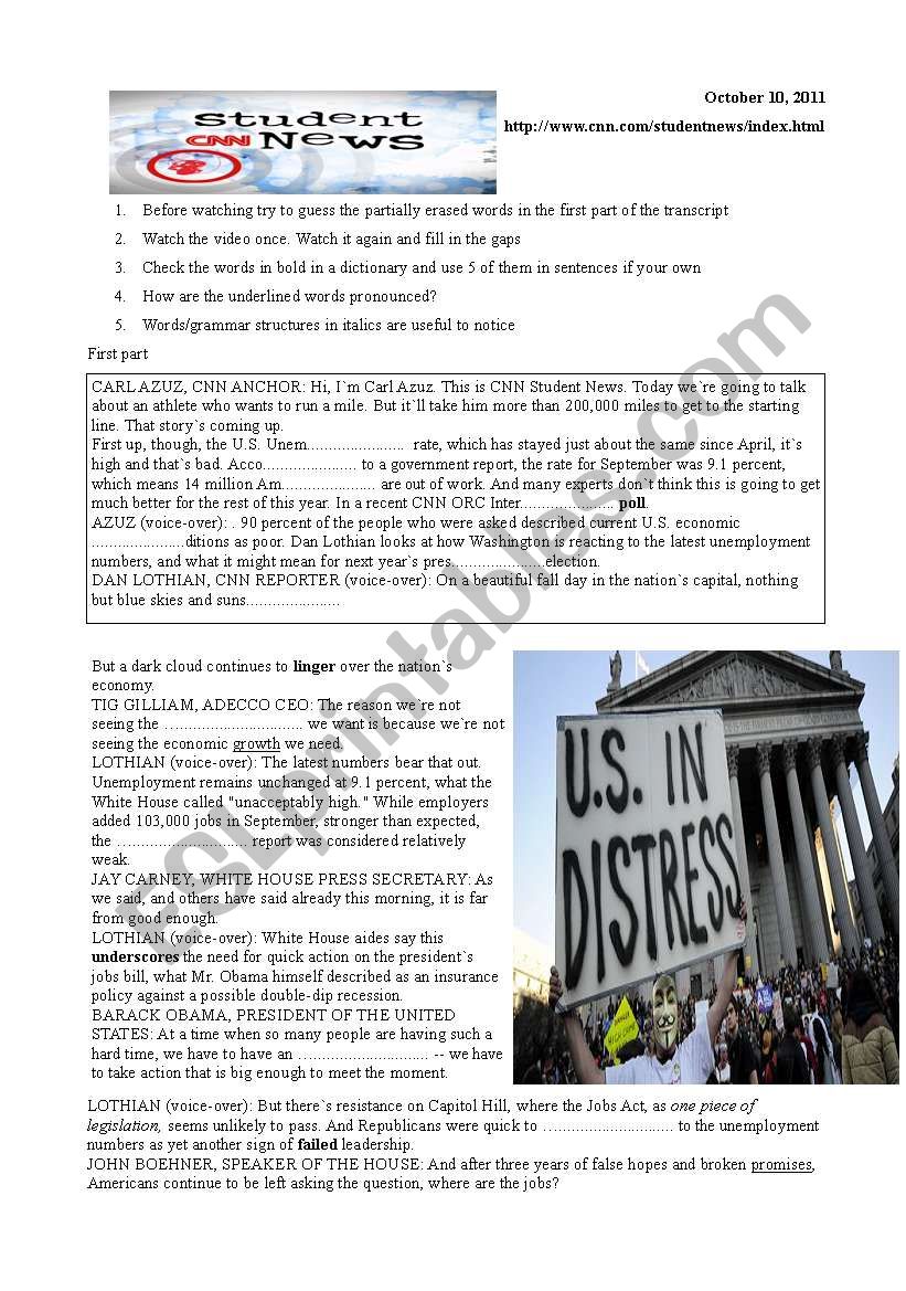 CNN student News 20th Oct 20 - ESL worksheet by leacampana Inside Cnn Students News Worksheet