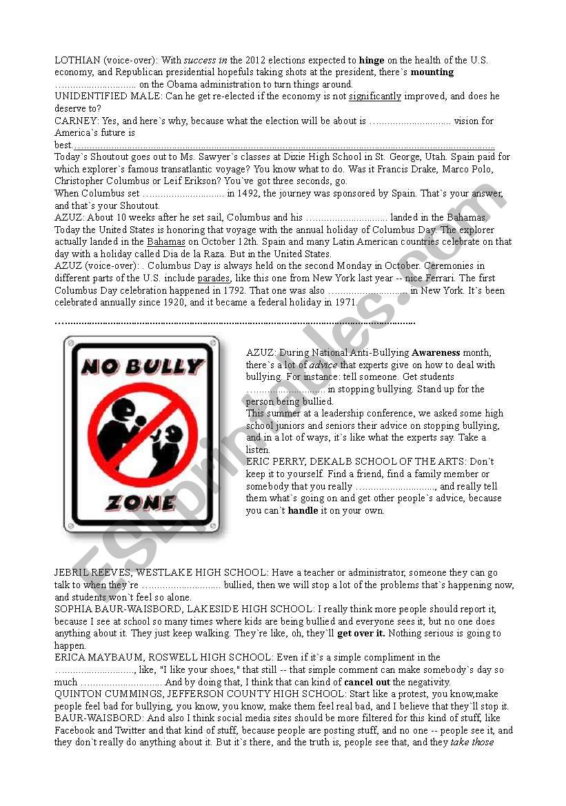 CNN student News 21th Oct 21 - ESL worksheet by leacampana Pertaining To Cnn Student News Worksheet