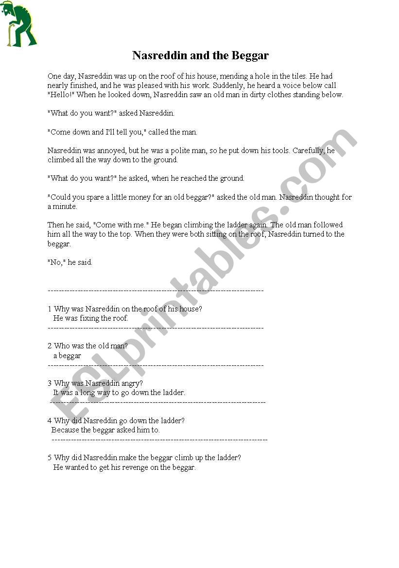 Reading exercise worksheet