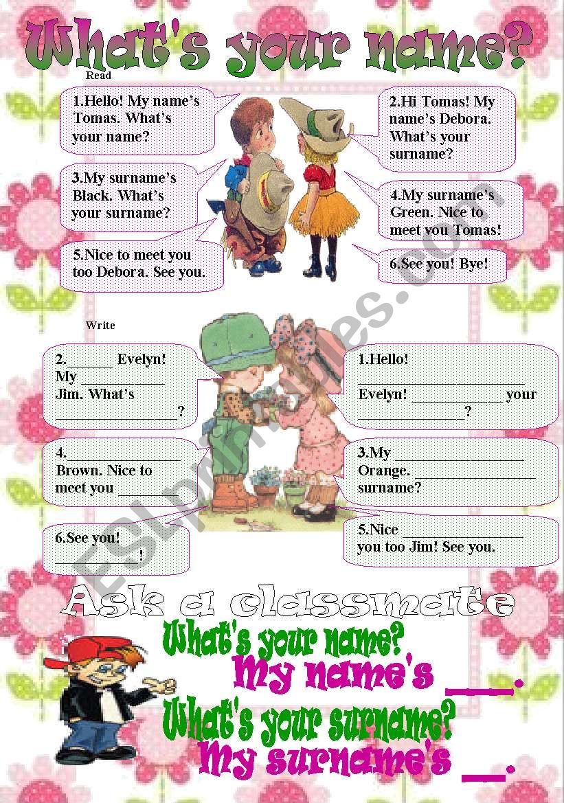 whats your name worksheet