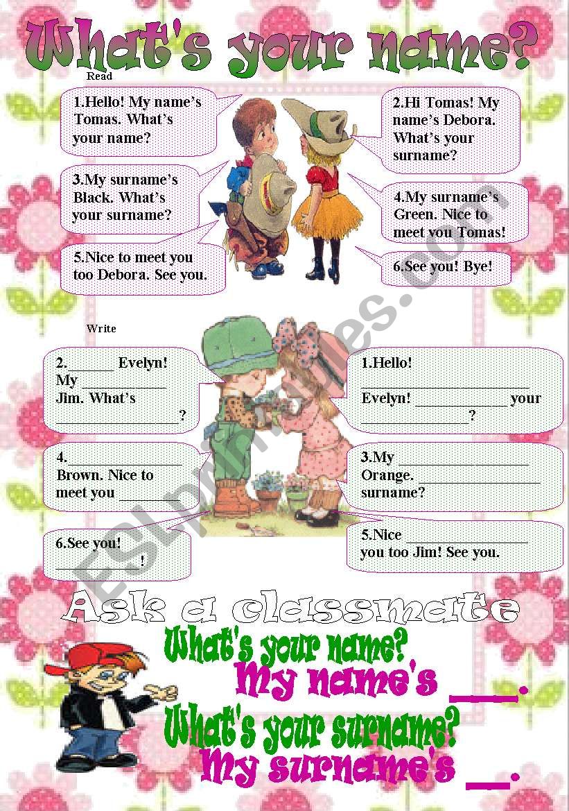 whatÂ´s your name worksheet