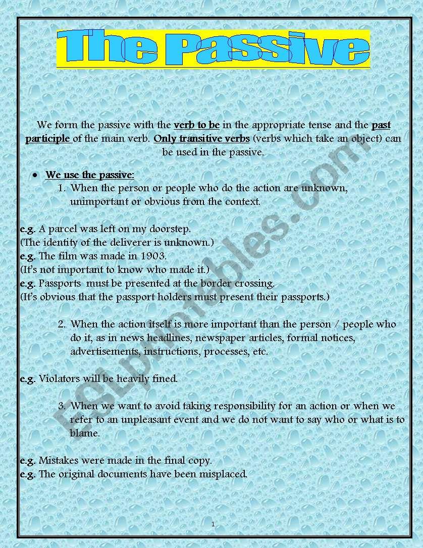 The Passive Voice worksheet