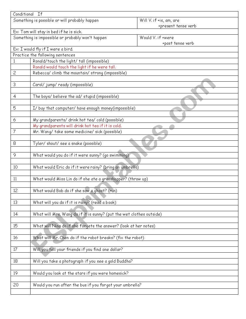 conditional if worksheet