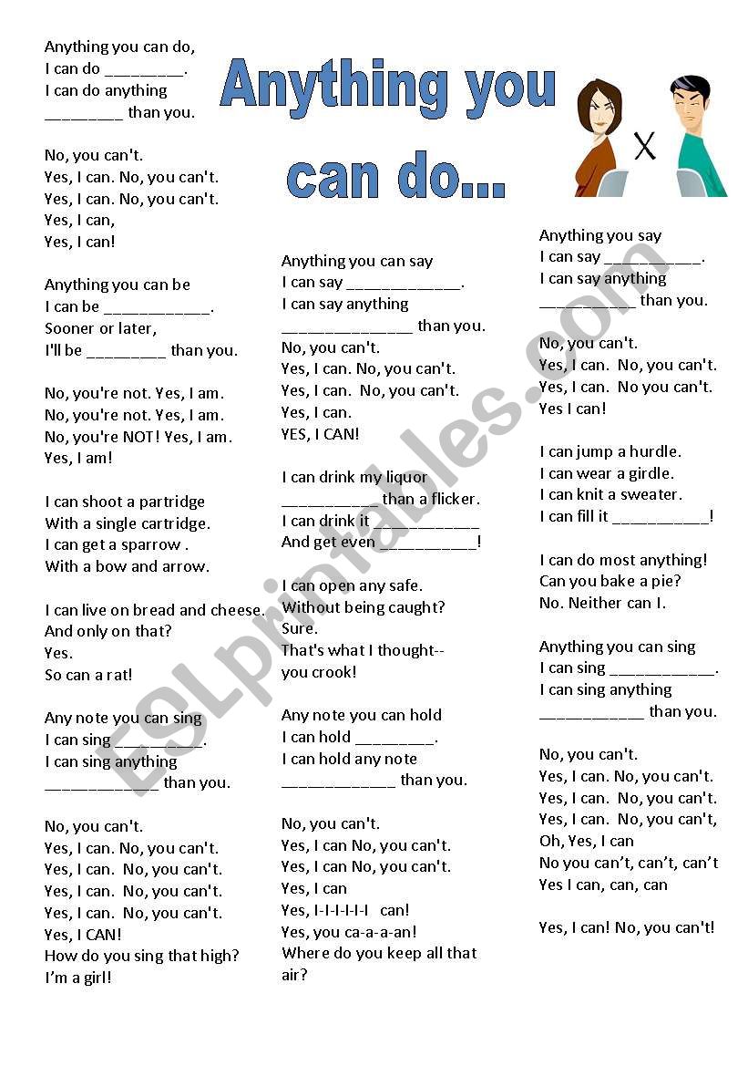 Any thing you can do I can do better - Comparatives - Song