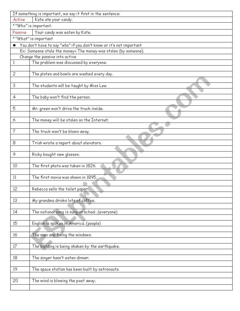 active passive practice worksheet