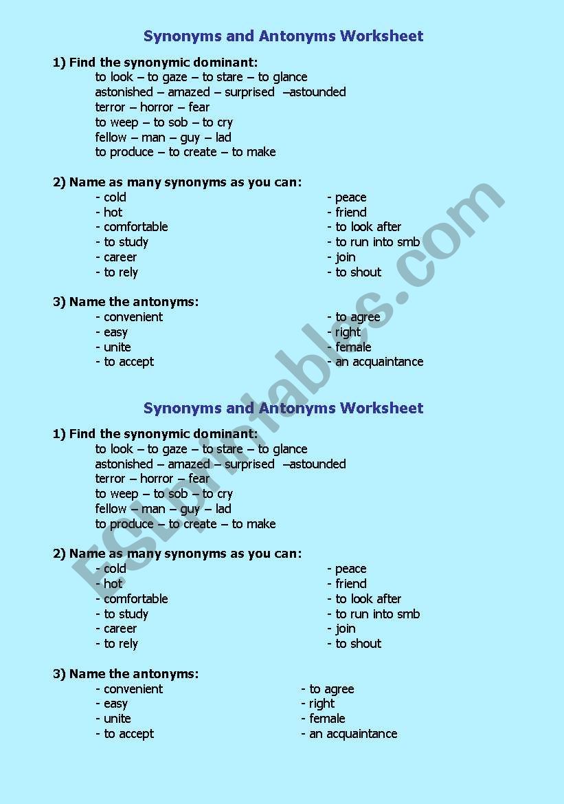 Synonyms and the Synonymic Dominant