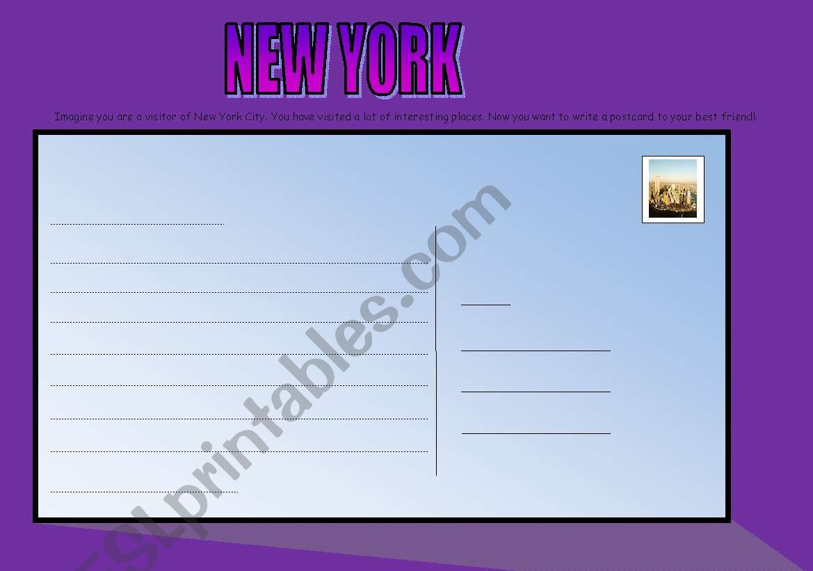 postcard writing about new york