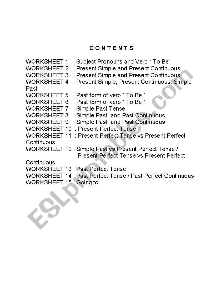 15 worksheets for all tenses worksheet