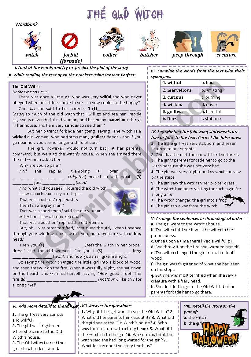 THE OLD WITCH worksheet