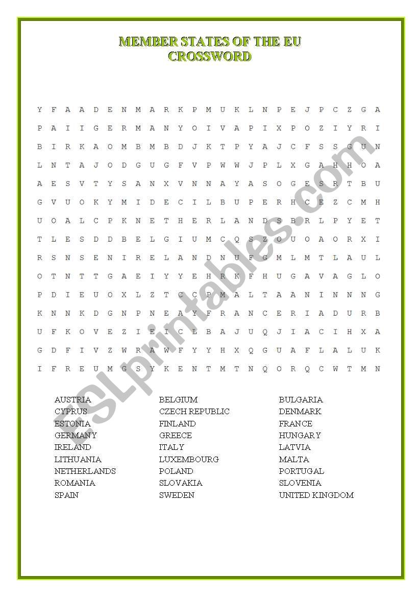 CROSSWORD (Member states of the EU)