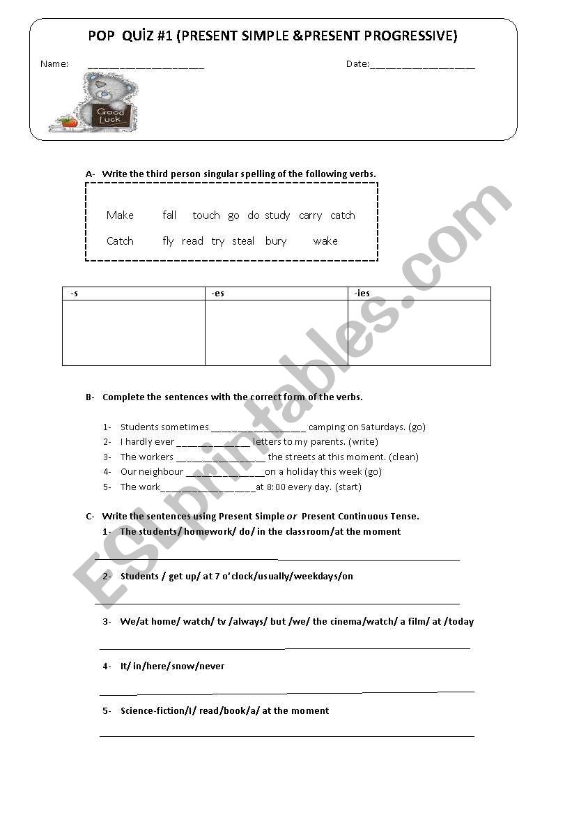 simple present  worksheet