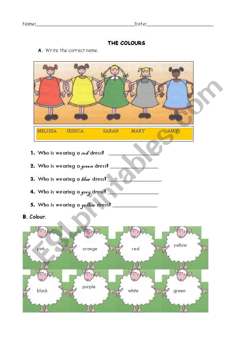 COLOURS EXERCISES worksheet