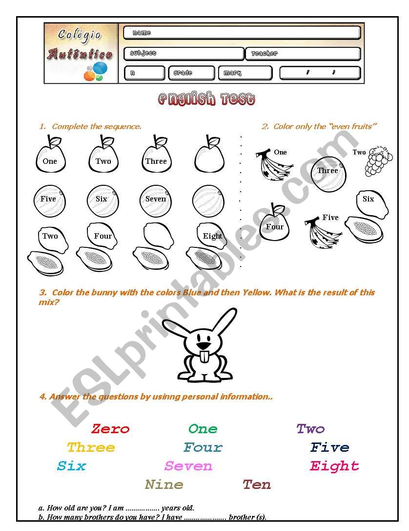 Test 6 worksheet