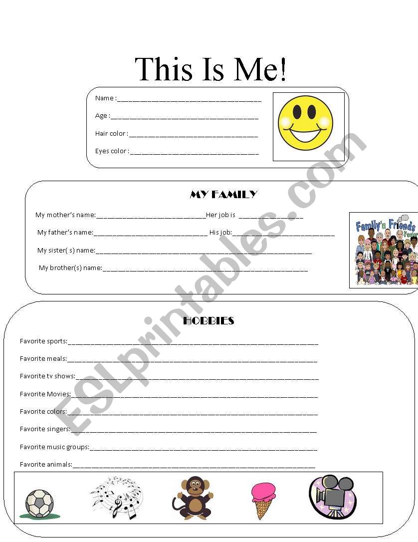 This is me! worksheet