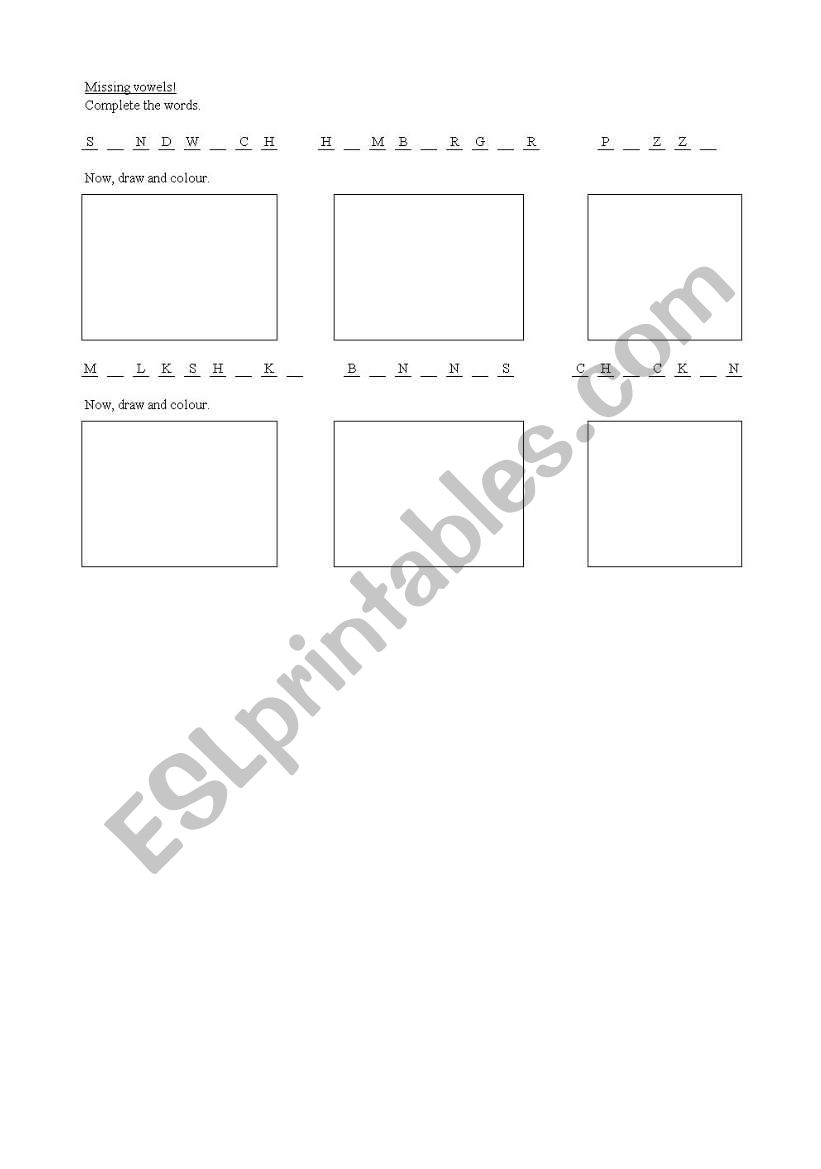 Missing vowels! worksheet