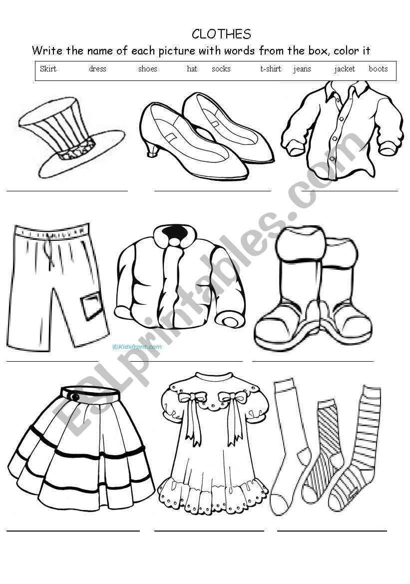 clothes vocabulary  worksheet