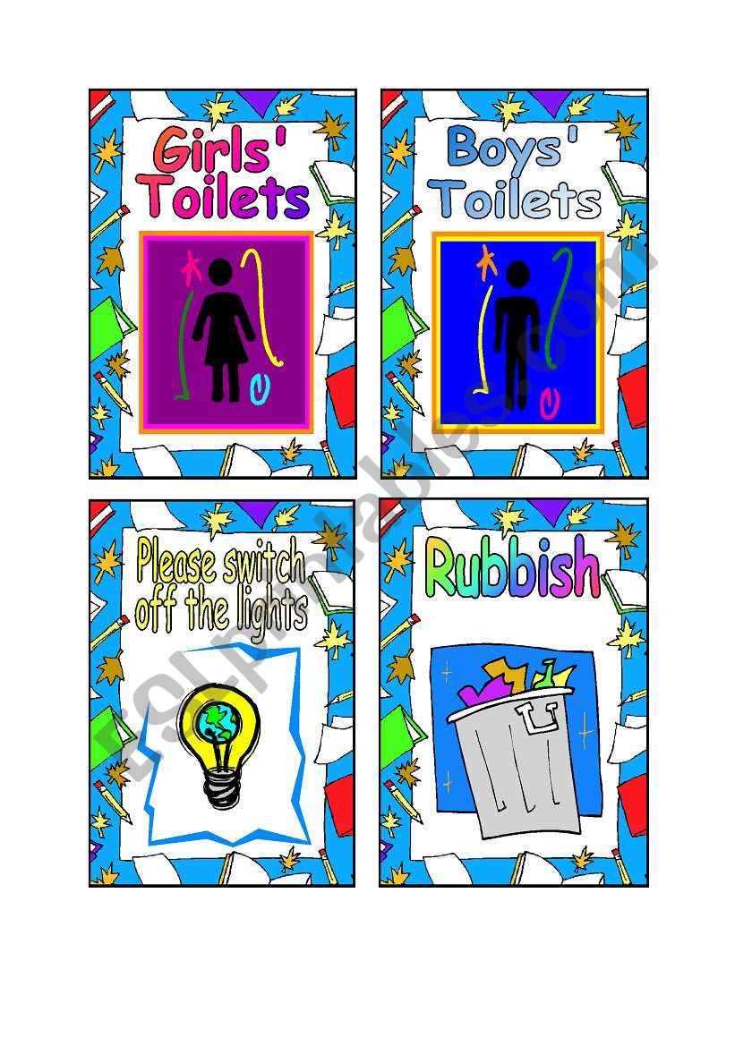 SCHOOL TOILET SIGNS 2 worksheet