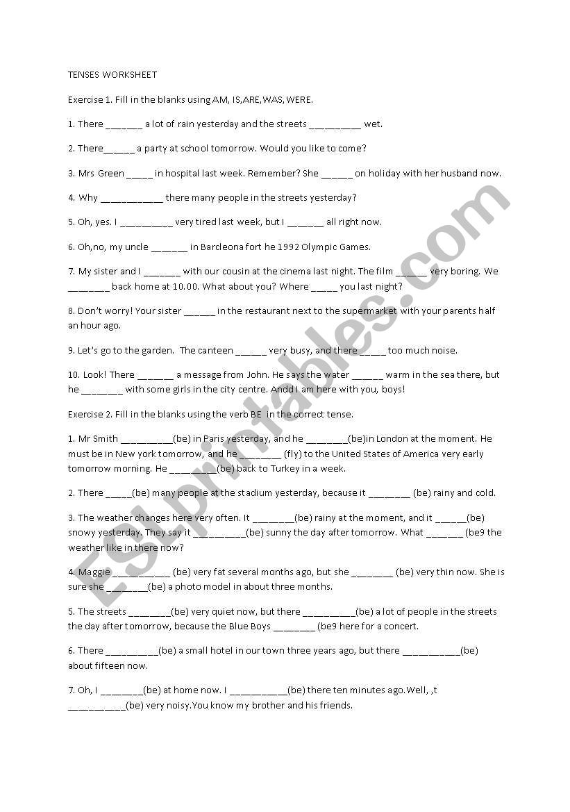 mixed tenses worksheet