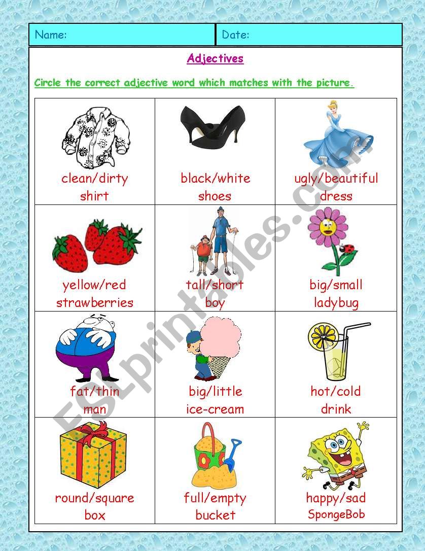 adjectives worksheet