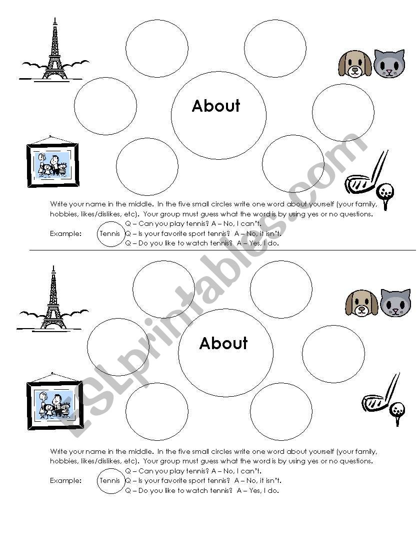 About Me Yes/No Questions worksheet