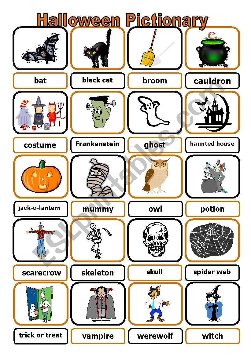 Halloween Pictionary Words