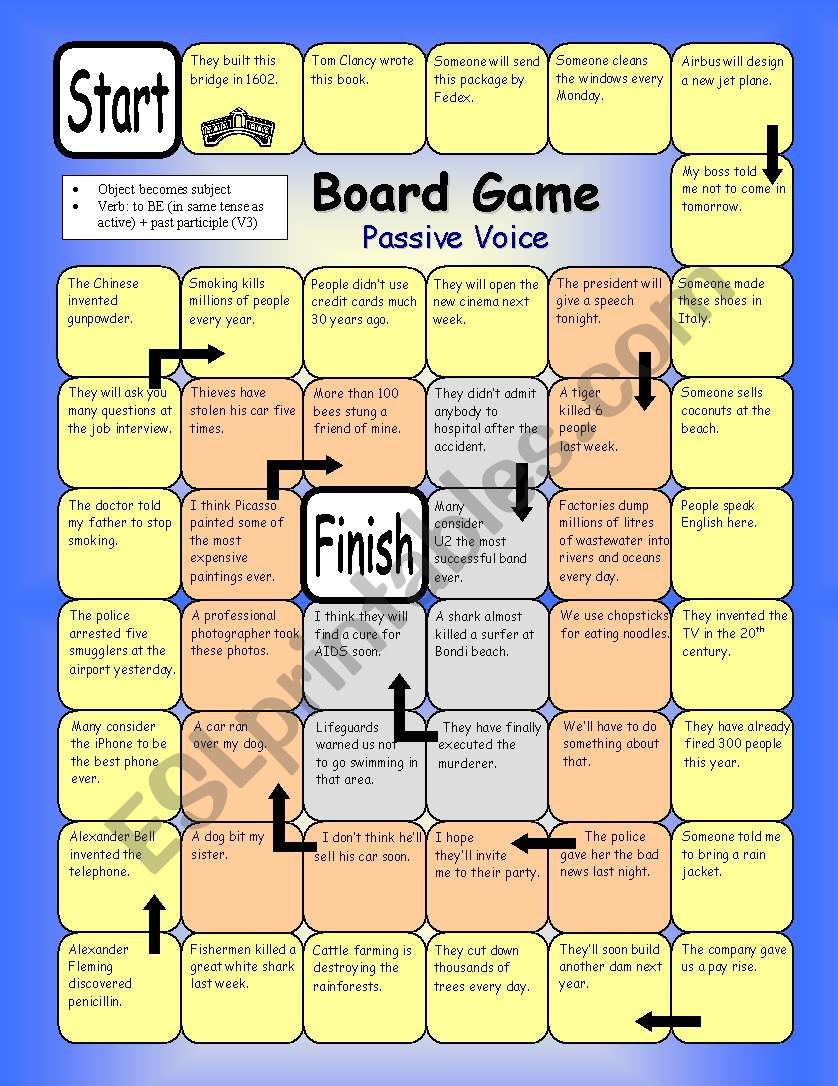 Board Game - Passive Voice worksheet