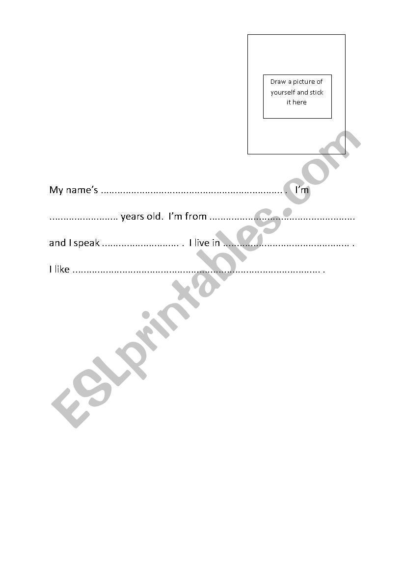About Me - Simple Gap Fill worksheet