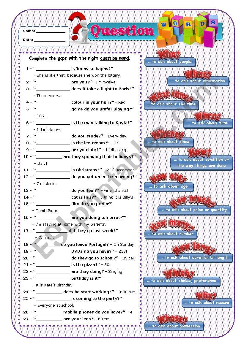 Question Words (info+exercises)