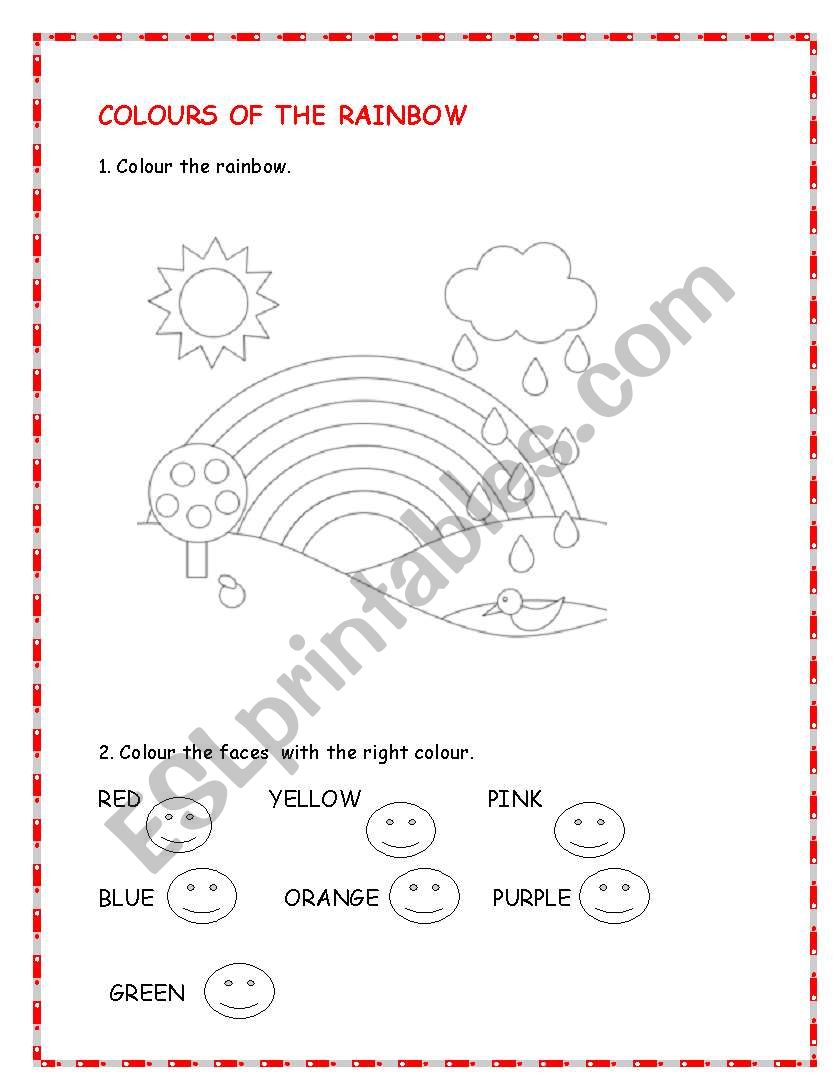 Colours of the rainbow worksheet