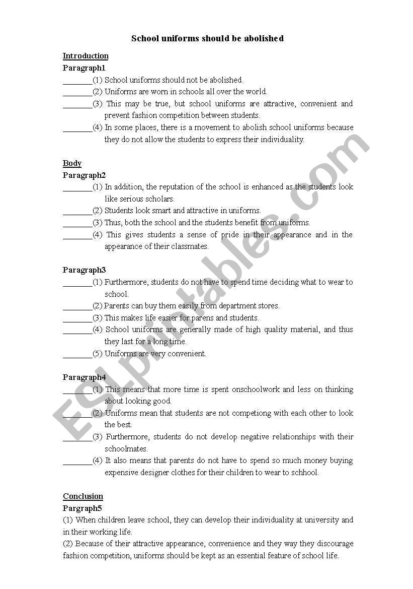 class activity for argumentative essay