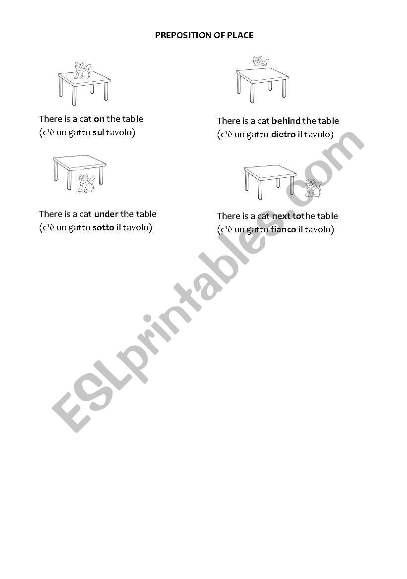 Preposition of place worksheet