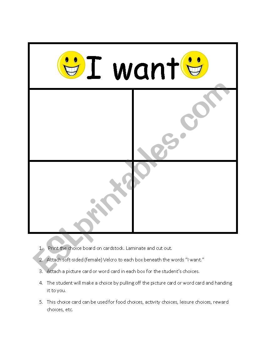 Choice worksheet