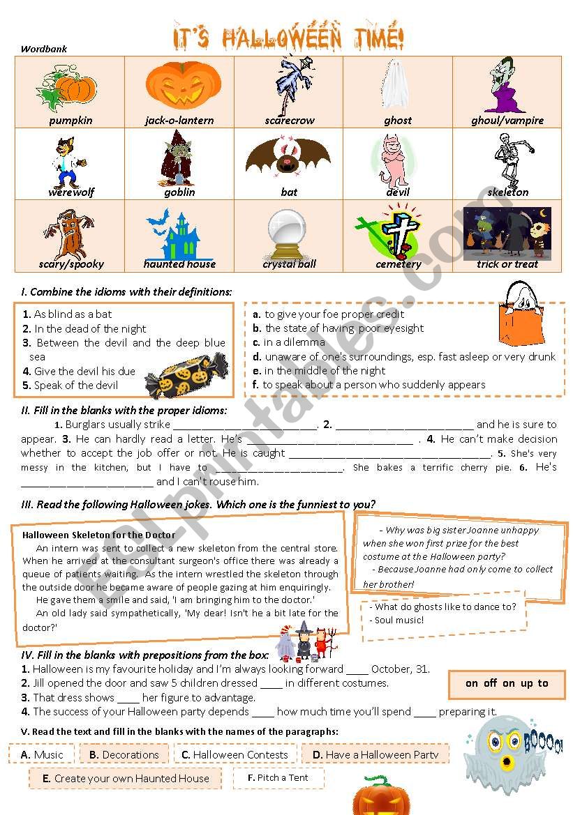 ITS HALLOWEEN TIME! worksheet