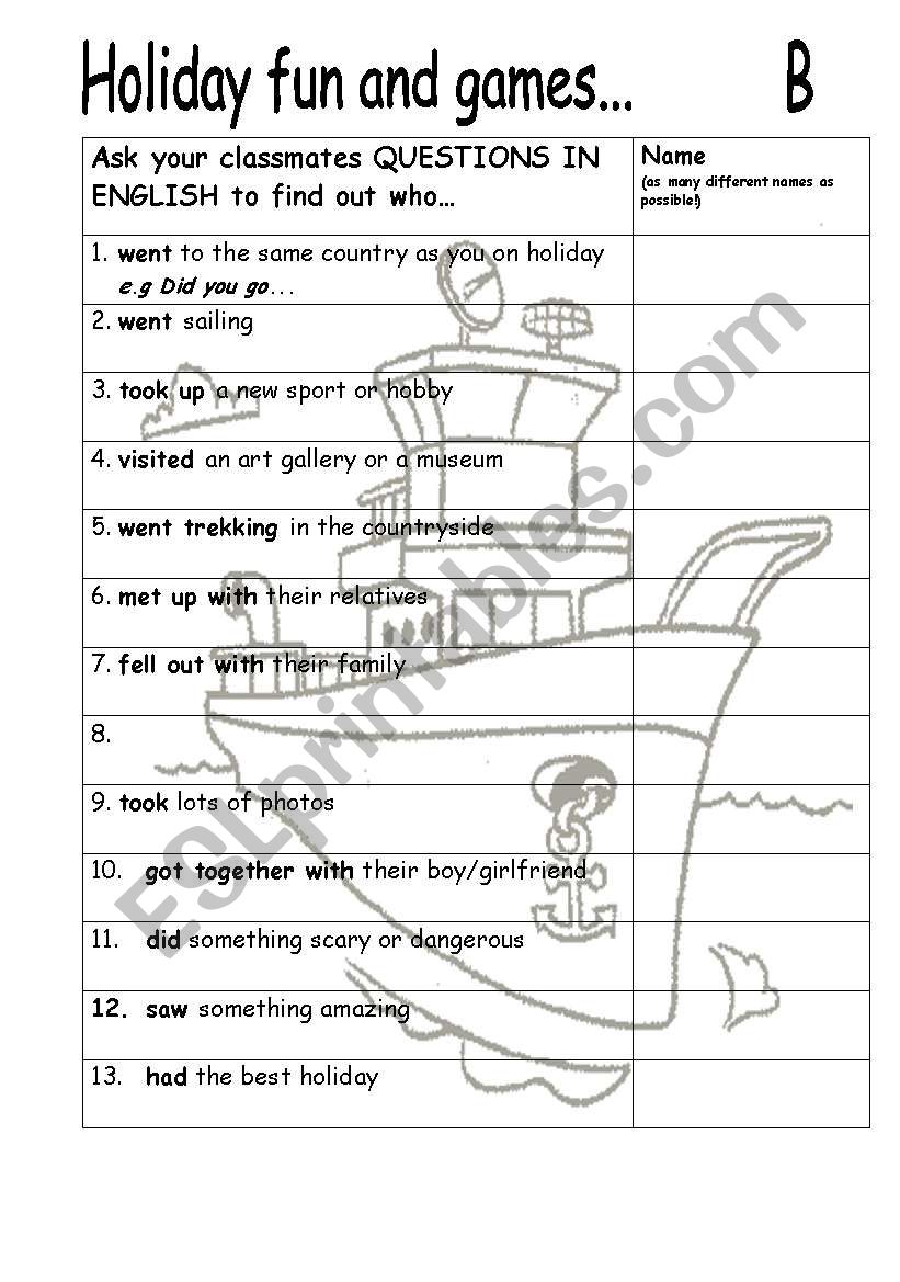 Holiday fun & games worksheet