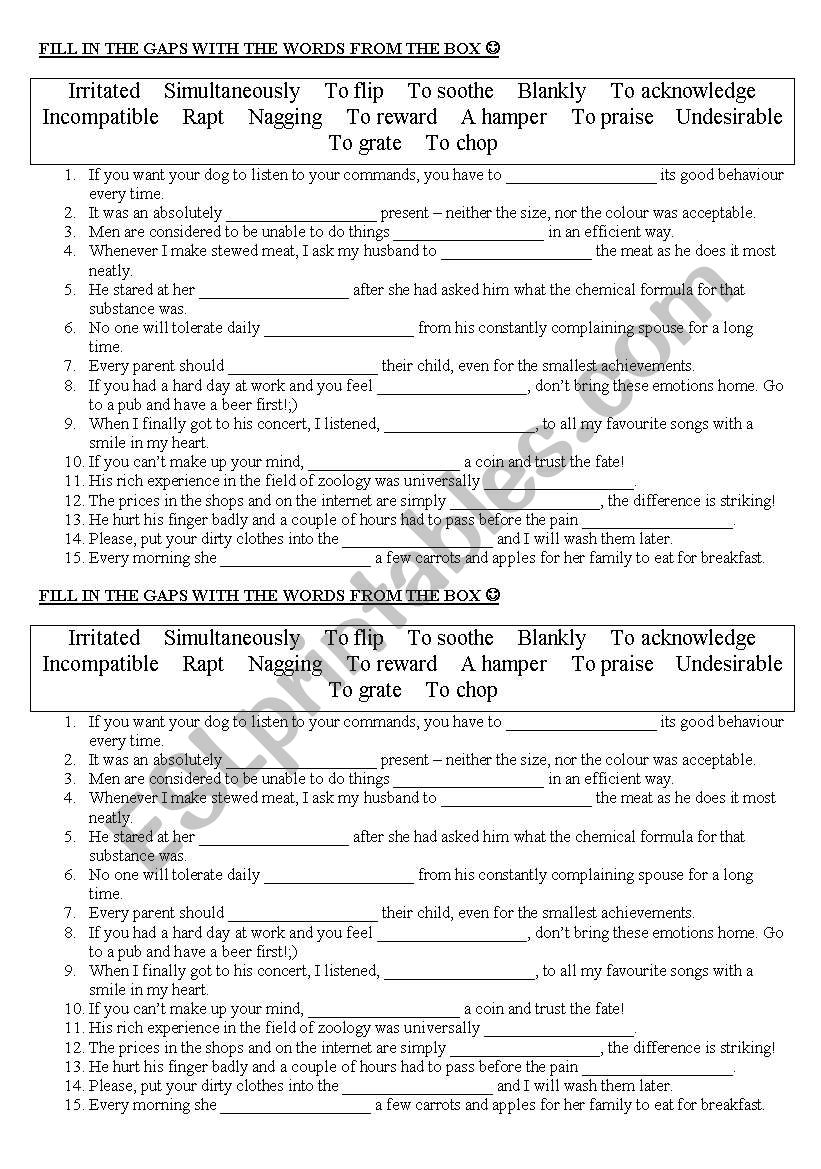 Gapped Sentences worksheet