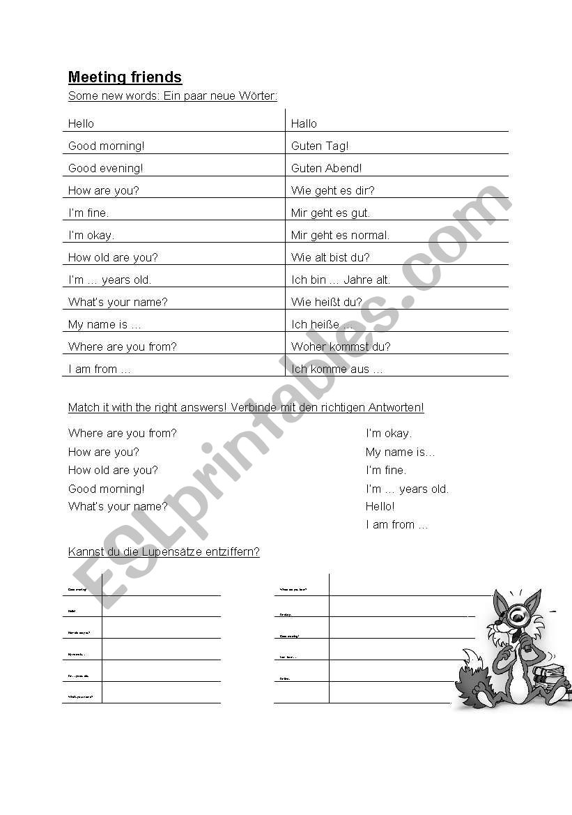 meeting friends worksheet