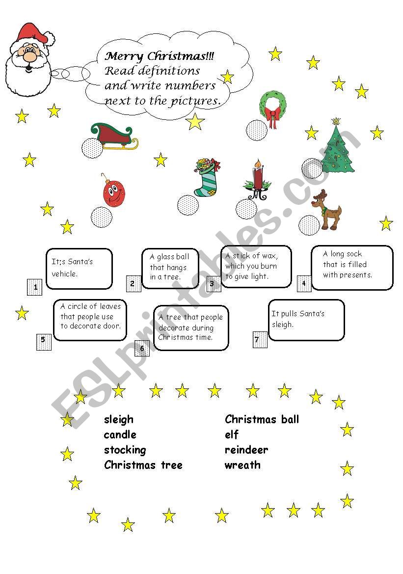 Christmas worksheet no 1 worksheet